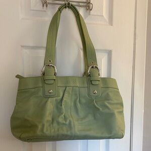 Vintage Coach Leather Shoulder Bag in Sage Green